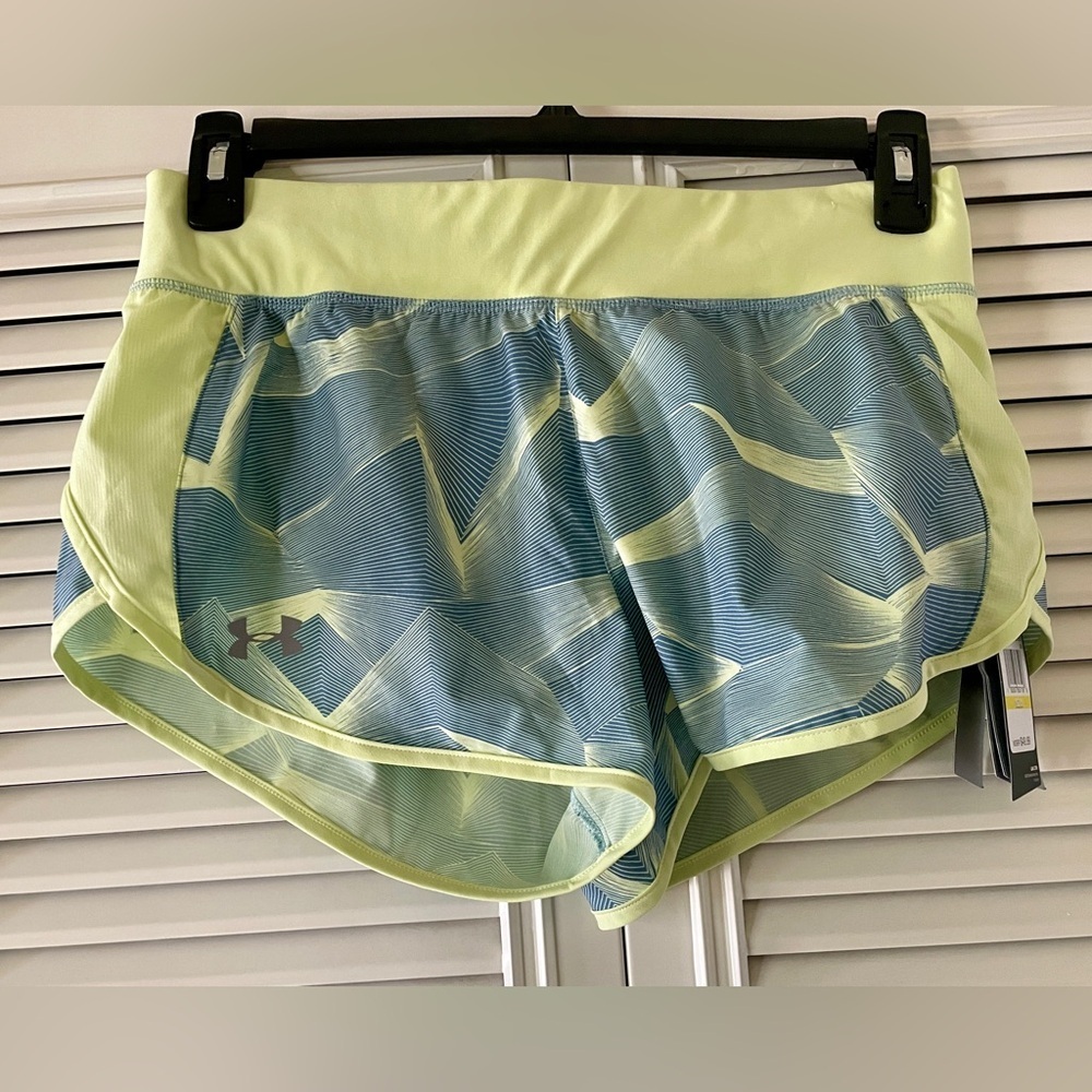 Under Armour Women’s Running Shorts Heat Gear Yellow/Green SZ M NWT